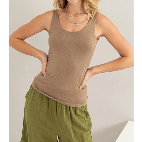 #405 🛑M,L BOHO CHIC TRENDY SCOOP Neck Tank Top - Picture 5 of 15